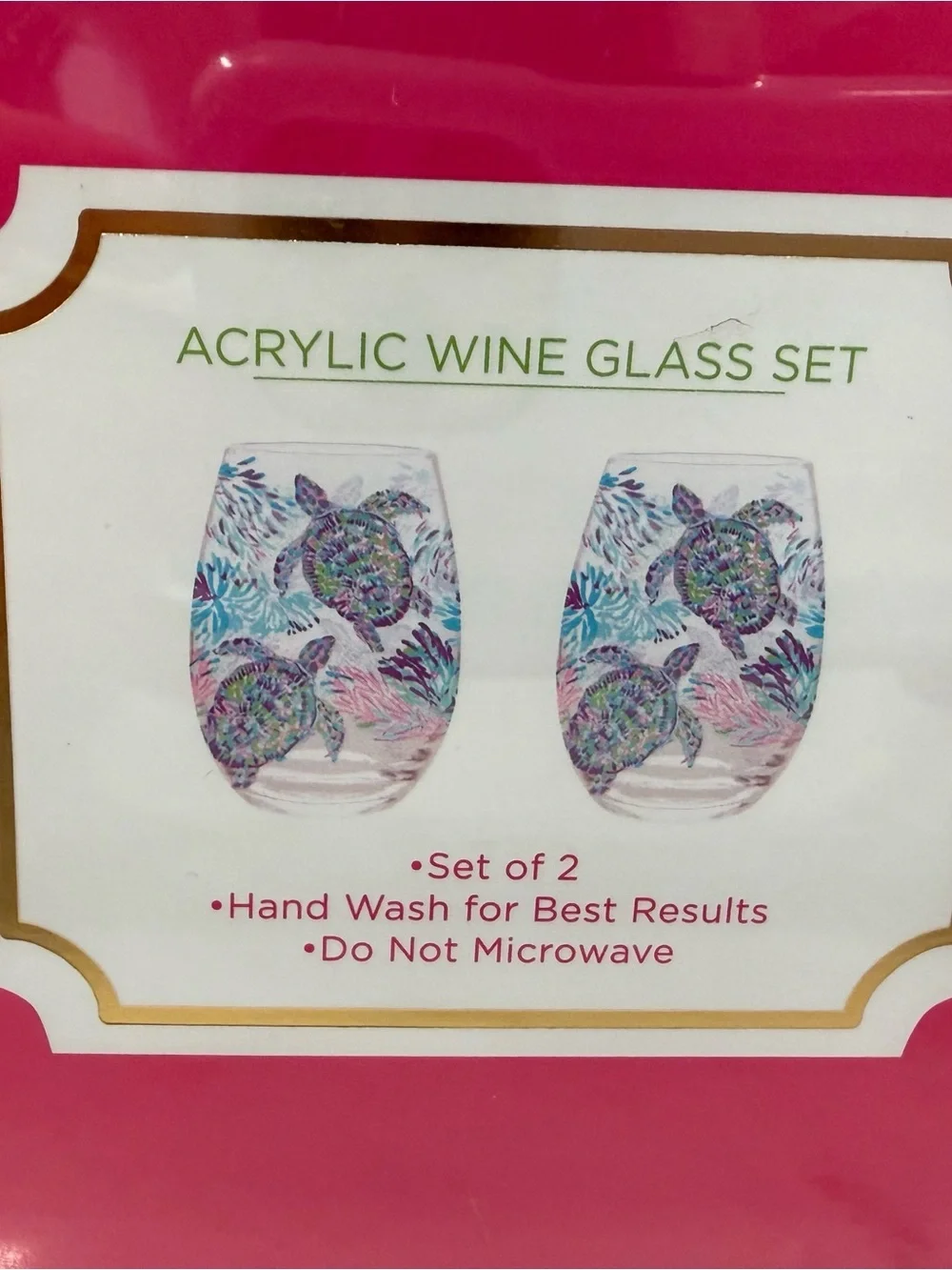Lilly Pulitzer Shell of a Party Acrylic Wine Glass Set. Turtles! 🐢